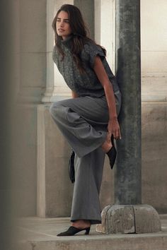 Banish the workweek blues when you style your office-approved look with the Lulus Composed Moment Grey High-Rise Wide-Leg Trouser Pants! Lightly stretchy woven fabric (with a slight tonal effect) shapes a high waist, belt loops, and a hidden zip fly with a top button closure. Chic pleating accents the wide-leg silhouette, which has functional front diagonal pockets and decorative welt pockets at the back. Ankle-length hems complete the look. Fit: This garment fits true to size. Length: Floor len Spring Office Chic Bottoms, Office Chic Bottoms For Spring Workwear, Fall Business Casual Wide-leg Dress Pants, Relaxed Fit Wide-leg Dress Pants For Workwear, Fall Wide Leg Workwear Pants, Fall Wide Leg Work Pants, Fall Workwear Wide Leg Trousers, Spring Business Casual Office Bottoms, Spring Office Lady Business Casual Bottoms