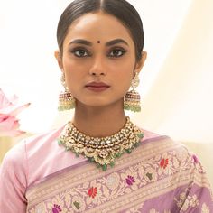 Buy Maitreyi Kundan Silver Bridal Choker | Paksha Elegant Kundan Necklace With Zari Work For Ceremonial Occasion, Festive Bridal Choker For Reception, Reception Chandbali Jewelry With Zari Work, Chandbali Shaped Reception Jewelry With Zari Work, Festive Temple Jewelry Choker For Reception, Fusion Style Kundan Necklace With Meenakari For Reception, Fusion Kundan Necklace With Meenakari For Receptions, Kundan Necklace With Zari Work For Rituals, Festive Temple Jewelry Bridal Choker