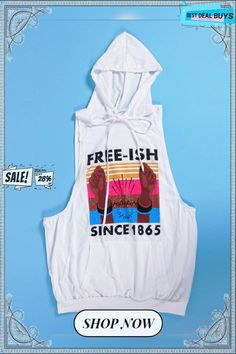 Sleeveless Letter Printed Bodycon Hooded Tops Hooded Tops, Letter Prints