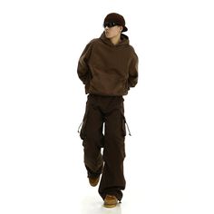 Model is 5ft 9''(176cm) tall, 145 lbs(66kg) weight and wearing a size L168cm 59kg wearing a size M - BROWN- Wide straight fit- Cargo style- Side pockets (large) Brown Baggy Pants For Outdoor, Sporty Brown Bottoms For Outdoor, Baggy Brown Cargo Pants With Multiple Pockets, Brown Wide Leg Outdoor Pants, Brown Wide Leg Pants For Outdoors, Brown Wide Leg Pants For Outdoor, Brown Straight Parachute Pants With Side Pockets, Brown Work Pants With Side Pockets For Fall, Baggy Brown Cargo Pants With Side Pockets