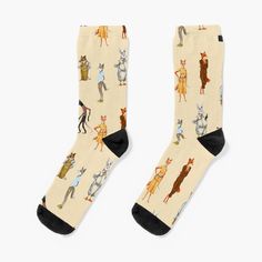 Super soft all-over printed knit socks with extra cushioning in the sole. Suitable for men and women. fantastic mr fox and family sticker pack of 8 Fox Socks, Fantastic Fox, Fox Family, Family Stickers, Fox Gift, Fantastic Mr Fox, My Love Language, Mr Fox, Pride Merch