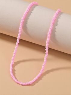 Color: Pink Gender: Women Material: PMMA Quantity: 1 piece Style: Fashionable Details: Beaded Type: Beaded IN Length 14.6-17.3 This data was obtained from manually measuring the product, it may be off by 1-2 CM. Pink Beaded Necklace, Diy Jewelry Unique, Womens Chokers, Handmade Jewelry Tutorials, Chakra Jewelry, Summer Necklace, Belly Chain, Glasses Chain, Beaded Choker Necklace