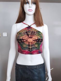 Tie Dye Crop Top Reverse Bleached Mandala Design Unique Colorful Tie Dye Shirt Women's Handmade Tie Dye Clothing Tops and tees. Instagram: @derintiedye Welcome to my tie-dye store! I lovingly make each item by hand, they are unique and one of a kind. The dyes I use are premium quality fiber reactive dyes and my products are all pre-washed and pre-shrunk for you. I will ship your order within two business days. Thank you for your interest in my store, please follow me on Instagram to see my lates Casual Hand-dyed Summer Tops, Handmade Tops, Tie Dye Clothing, Tie Dye Crop Top, Tie Dye Colors, Tie Dye Outfits, Tie Dye Shirt, Cropped Tops, Dye Shirt