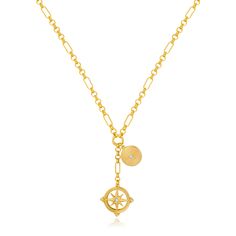 PRICES MAY VARY. Adventurer Design : This gold necklace for women is inspired by the classic nautical style, symbolizing the spirit of adventure and a firm sense of direction, allowing you to find your way wherever you go. Size : The length of this compass pendant necklace is in 17.3+3.14 inch, the pendant is in 0.9*0.9inch, the weight is 0.53 OZ/PC, Every detail of our compass necklace is lifelike, with a slender chain, showing personality and quality. The light weight allows you to wear it comfortably all day long. High Quality Materials : The gold plated necklace is made of high quality metal materials, finely polished and polished, with a smooth and shiny surface, long-lasting color, not easy to fade, no lead and no nickel, and hypoallergenic properties, which is very suitable for long Compass Pendant Necklace, Gold Star Pendant, Necklace Sun, Gold Necklace For Women, Pendants Gold, Unique Pendant Necklace, Compass Pendant, Sun Pendant, White Gold Necklace