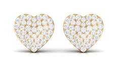 Product Details Enhance your beauty with our dazzling Diamond Heart Stud Earrings. These earrings feature a cute heart motif adorned with diamonds in a pave setting. The brilliance of these Hoop Earrings will make you sparkle and shine like never before. Product Information SKU SHP-EARRINGS032230534 Weight 1.44 gm (Approximate) DIAMOND INFORMATION No.of Stones 76 Pieces Total Weight 0.61 Carat (Approximate) Dimension(approx) Round-0.80X0.80 mm-6 PcsRound-0.90X0.90 mm-2 PcsRound-1.10X1.10 mm-36 P Valentine's Day Fine Jewelry Earrings In Diamond White, White Round Diamond Earrings For Valentine's Day, Dazzling Bridal Earrings With Pave Setting, White Earrings For Anniversary On Valentine's Day, White Cubic Zirconia Earrings For Valentine's Day, Gold Diamond Earrings For Wedding On Valentine's Day, White Heart Cut Earrings For Valentine's Day, White Heart-cut Earrings For Valentine's Day, Valentine's Day Heart Diamond Earrings