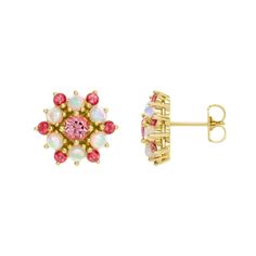 Passion Pink Cluster Earrings Gemstones: Passion Pink Topaz, Baby Pink Topaz, Cabochon Ethiopian Opal Length: 13.6mm (0.54 inches) Width: 12mm (0.47 inches) Available Metals: 14KY, 14KR, 14KW, Platinum Closure: Friction (Push) Back Sold as pair. If in-stock, this item will ship within 1-5 business days. However, if out-of-stock, this item will be made to order. Please allow up to 3 weeks for item to ship. For rush order requests and in-stock availability inquiries, please message shop directly. Pink Multi-stone Earrings In Fine Jewelry Style, Pink Multi-stone Earrings Fine Jewelry, Pink Multi-stone Earrings For Anniversary, Pink Multi-stone Earrings For Gift, Pink 14k Gold Wedding Earrings, Pink Gemstone Earrings In Flower Shape, Pink Gemstone Earrings With Flower Shape, Pink Gemstone Flower-shaped Earrings, Pink Multi-stone Round Earrings