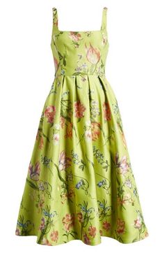 Enchanting floral embroidery romances this sleeveless square-neck dress designed with a flared and pleat-trimmed skirt. 47" length (size 8) Back zip closure Square neck Sleeveless Lined 100% polyester Dry clean Imported Spring A-line Floral Cocktail Dress, Spring A-line Sleeveless Dress With Lined Bodice, Elegant Floral Print A-line Sleeveless Dress, Spring Sleeveless Cocktail Dress With Fitted Bodice, Spring Cocktail Sleeveless Dress With Fitted Bodice, Spring Sleeveless Dress With Fitted Bodice For Cocktail, Elegant Sleeveless Dress For Garden Party, Square Neck Floral Print Fit And Flare Dresses, Spring Midi Dress With Box Pleat And Fitted Bodice