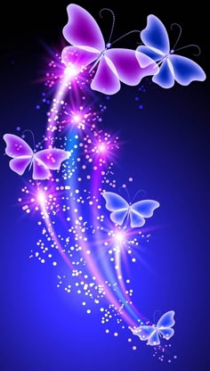 a blue and purple background with butterflies flying over the words pin freely on it