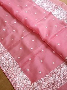 Item....Party wear saree FabricOrganza silk Work...Embroidary work Length...Saree 5.5 mtr Bp...1 mtr Care....Dry Wash Festive Pink Organza Saree, Dola Silk Saree With Sheer Dupatta For Eid, Eid Saree In Dola Silk With Sheer Dupatta, Pink Organza Saree For Festivals, Festival Pink Organza Saree, Pink Chanderi Saree With Sheer Dupatta, Pink Katan Silk Dupatta With Resham Embroidery, Pink Tissue Silk Saree For Celebration, Traditional Pink Organza Traditional Wear