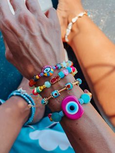 Shop the vacation-ready looks in our picks below, and you'll be set for summer. Catch the wave of these fun summer jewelry trends: Get them now before they're gone. Our beaded summer bracelets are a must in every summer wardrobe! kindly br advised large fuchsia eyes have marks in their body,it is part of the design,each piece is unique, as seen in listing pictures. PLEASE READ: PLEASE LEAVE A VALID CONTACT/PHONE NUMBER ,AS A NOTE AT ALL ORDERS,FOR THE SHIPPING SERVICE   All items are adjustable Evil Eye Made Of Beads, Affordable Multicolor Evil Eye Bracelet For Beach, Cheap Multicolor Casual Evil Eye Bracelet, Cheap Casual Evil Eye Bracelet With Colorful Beads, Cheap Multicolor Evil Eye Bracelet For Beach, Casual Cheap Evil Eye Bracelet With Colorful Beads, Evil Eye Preppy Bracelet, Cheap Multicolor Evil Eye Bracelet With Colorful Beads, Colourful Evil Eye Bracelet