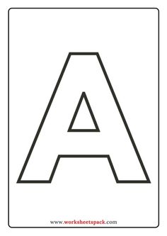 the letter a coloring page is shown in black and white with an uppercase font