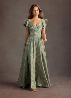 Leilani Platinum Teal Maxi Dress | Azazie Timeless Formal Dress, Frill Dress Ruffles Gowns, Mormon Prom Dresses, Lds Prom Dresses, Square Neckline Prom Dress, Bohemian Evening Dress, Garden Attire, Spring Prom Dresses, Semi Formal Dresses Long