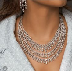 Bridal Zirconia Full Jewelry Sets Begani Jewels, Full Bridal Jewellery Set, Modern Necklace Design, Bridal Diamond Necklace, Real Diamond Necklace, Crystal Wedding Jewelry, Diamond Necklace Designs, Bridal Diamond Jewellery, Diamond Necklace Set