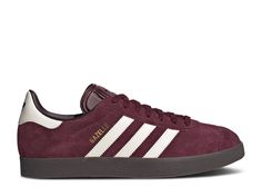 Gazelle 'Maroon Gum' - Adidas - IG4990 - maroon/chalk white/gum | Flight Club Maroon Adidas Gazelle, Adidas Gazelle Burgundy, Maroon Sambas, Maroon Shoes Outfit, Gazelle Burgundy, Adidas Gazelle Red, Red Samba, Maroon Adidas, Maroon Sneakers