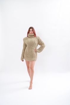 "Perfect red wool sweater for home or evening events, this super giant chunky turtleneck wool sweater is a classic piece to go with anything in your closet. This sweater is perfect idea for gift DETAILS - The sweater is knitted with pure soft wool yarn of high quality premium class - The model is 170 cm tall (regular S) - The sweater on picture is size XL - As mostly all models in our shop the sweater is loose fit - Colour on photo - beige/natural color Details Sweater : - chest (armpit to armpi Beige Turtleneck Sweater Dress For Winter, Chunky Knit High Neck Winter Sweater, Winter High Neck Chunky Knit Sweater, Winter High-neck Chunky Knit Sweater, High Neck Chunky Knit Winter Sweater, High Neck Wool Sweater For Winter, Winter Fitted Chunky Knit Turtleneck, Cozy Wool Turtleneck Sweater, Fitted Chunky Knit Turtleneck For Winter