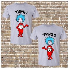 Dr Seuss, Thing 1 Thing 2, T Shirt Design, Drawing And Illustration, Shirt Design, Drawing Illustrations, Art Collection, Tshirt Designs, Bathing Beauties