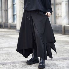 Gothic Punk Womens Baggy Wide Leg Pants Elastic Waist Casual Trousers Oversize  | eBay Gothic Bottoms With Asymmetrical Hem For Spring, Gothic Asymmetrical Hem Bottoms For Spring, Gothic Black Bottoms With Asymmetrical Hem, Fall Full-length Harem Pants For Streetwear, Baggy Harem Pants For Fall Streetwear, Baggy Alternative Winter Bottoms, Baggy Alternative Bottoms For Winter, Gothic Wide Leg Cotton Bottoms, Punk Baggy Bottoms For Alternative Fashion