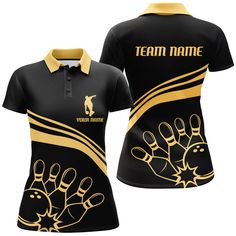 Specially designed for proud bowlers. Let's wear this awesome polo shirt and be bold. ✔️ PERSONALIZED BOWLING POLO - Come with a stylish shirt form and unique design, our polo shirts will make you stand out from the crowd, and show off bowlers’ passion and confidence. Add customization details to make it a unique one that bears your own imprints.✔️ COMFORTABLE & STYLISH - Lightweight and UV-proof fabric bring you absolute comfort in any activities and sports. Moisture-wicking and quick-drying fe Team Name Polo Collar Tops For Team Events, Fitted Sports Polo Shirt With Team Name, Team-colored Polo Shirt With Graphic Print For Team Events, Team Spirit Graphic Print Polo Shirt For Team Events, Fitted Polo Shirt With Team Name For Sports Events, Fitted Polo Shirt With Sublimation Print For Sports Events, Polo Shirt With Team Name For Team Events, Black Polo Shirt With Team Name For Team Events, Black Team Spirit Polo Shirt With Sublimation Print