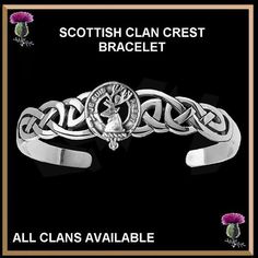 Clan Crest Celtic Cuff Bracelet, Interlace - Sterling Silver / Gold Classic Adjustable Cuff Bracelet For Ceremonial Occasions, Clan Name, Celtic Weave, Weave Pattern, Metal Engraving, Sterling Silver Cuff Bracelet, Celtic Jewelry, Gorgeous Bracelet, Sterling Silver Cuff