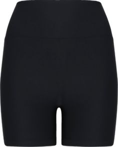 Black Sleek Activewear With Elastane, Fitted High-waisted Elastane Biker Shorts, Black Leggings With Built-in Shorts, Sleek Sports Bottoms In Elastane, Black Nylon Shorts With 4-way Stretch, Athleisure Biker Shorts In Solid Elastane, Black Nylon 4-way Stretch Shorts, Black Athletic Shorts With 4-way Stretch, High Waist Elastane Biker Shorts