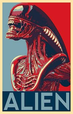 an alien poster with the words alien on it