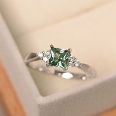 Princess Cut Brilliant Emerald Ring For Promise, Promise Ring Emerald With Brilliant Princess Cut, Promise Ring With Princess Cut Brilliant Emerald, White Gold Emerald Princess Cut Wedding Ring, Princess Cut Emerald Jewelry, Radiant Cut Emerald Ring In Sterling Silver For Wedding, Promise Princess Cut Emerald Ring With Center Stone, Princess Cut Emerald Promise Ring With Center Stone, Promise Princess Cut Birthstone Ring