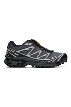 Salomon: Black XT-6 Gore-Tex Sneakers | SSENSE Mens Salomon Shoes, Black Running Shoes With Translucent Outsole For Jogging, Reflective Lace-up Trail Running Shoes For Sports, Low-top Running Shoes With Reflective Details For Outdoor, Dynamic Sneakers With Reflective Details For Outdoor Activities, Outdoor Mesh Running Shoes With Reflective Details, Black Trail Running Shoes For Jogging, Dynamic Reflective Lace-up Running Shoes, Functional Black Sneakers With Translucent Outsole