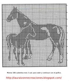 a cross stitch pattern with two horses on the front and one horse in the back