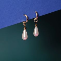 Pearl Drop hoop charm earrings #style_teardrop Formal Feminine Teardrop Pearl Earrings, Accessory Closet, Two Earrings, Single Pearl, Hoop Charms, Gold Filled Hoops, Gold Filled Jewelry, Pearl Drop Earrings, Pearl Drop