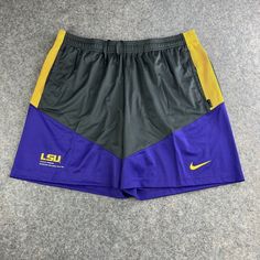 Nike Mens Lsu Tigers Dri Fit Shorts Size Small S Dn5718-060 Football Grey Purple Nike Short Leg Bottoms For Sports Events, Short Sports Bottoms With Pockets, Nike Compression Shorts, Nike Stock, Elite Shorts, Mens Gym Shorts, Nike Basketball Shorts, Football Pants, Nike Athletic Shorts