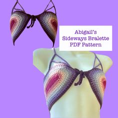 Abigails Sideways Bralette PDF Crochet Pattern - Etsy Crochet Bathing Suit, Bathing Suit Designs, Clothing Crochet, Crochet Bathing Suits, Knit Clothing, Pretty Shoes Sneakers, Dk Weight Yarn, Crochet Diy, Handmade Clothing