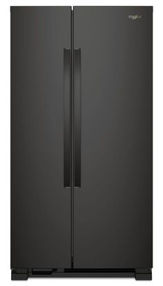 Purposefully-designed storage spaces help you fit and find it all. Get increased loading flexibility with adjustable gallon door bins. LED lights keep food looking as good as it tastes while electronic controls make it easy to adjust your refrigerator whenever it's needed. Whirlpool 25.1-cu ft Side-by-Side Refrigerator (Black) | WRS315SNHB Black Refrigerator Kitchen, Black Fridge Kitchen, Black Kitchen Appliances, Moody Rooms, Black Fridge, Black Fridges, Refrigerator Black, Tall Fridge, Black Refrigerator