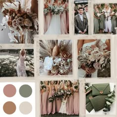 a collage of wedding photos with different colors