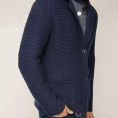 Men's Knitted Lapel Long-sleeved Sweater Cardigan Coat Casual Navy Blue Jacket | eBay Winter V-neck Blazer With Buttons, Casual Navy Outerwear With V-neck, Winter Long Sleeve Single Breasted Cardigan, Casual Knitted Cardigan For Work, Casual Textured Knit Sweater Coat For Work, Elegant Textured Knit Long Sleeve Outerwear, Elegant Long Sleeve Textured Knit Outerwear, Lapel Collar Cardigan For Business Casual Winter Wear, Winter Cotton Sweater With Buttons