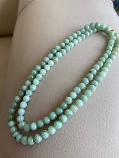 🌈 Jadeite Beaded (7.2mm) Necklace Bracelet, Green Jade, 108 beads 🌷 Untreated Natural Jadeite/ Grade A Jade 🌷 Jade from Myanmar/ Burma 🌷 100% handmade carving 🌷 Bead size : 7.2 mm 🌷 Number of Beads : 108 🌷 Color : Green 🌷 Free shipping from Hong Kong with tracking number provided 🌷 Take approximately 7-28 days to arrive worldwide ❤️ In Chinese Culture: Young people wear jade pendant will have a prosperous life, attracts good luck and friendship Old people wear jade pendant will have a h Healing Single Strand Round Bead Gemstones, Spiritual Round Beads Single Strand Gemstones, Green Hand-strung Mala With Round Beads, Amazonite Necklace With 108 Round Beads, Green Hand-strung Mala, Single Strand Jade Beaded Necklace With Round Beads, Jade Beaded Necklaces With 8mm Round Beads, Jade Beaded Necklaces With 8mm Beads, Green Amazonite Jewelry With 8mm Beads