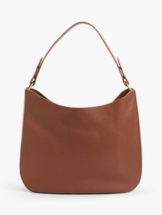 John Lewis & Partners Freya Leather Hobo Bag, Tan at John Lewis & Partners Leather Work Bag, Leather Work, Work Bag