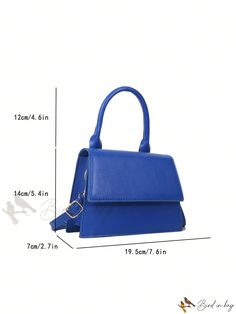 Bird in Bag - Blue Square Bag with Snap Flap Button Blue Rectangular Office Bag, Rectangular Blue Office Bag, Blue Office Bag With Hasp Closure, Blue Rectangular Shoulder Bag For Office, Blue Square Satchel For Shopping, Elegant Blue Shoulder Bag With Fold Over Clasp, Blue Bag With Hasp Closure For Daily Use, Blue Square Bag With Detachable Strap, Blue Satchel Bag With Hasp Closure