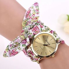 Watch With Large Face And Cloth Wristband. Able To Adjust To Any Size. Brand New And Never Worn. Memory Bracelets From Clothing, Wrist Band Bracelets, Embroidered Watch Face, Cottagecore Wrist Watch, Flamingo Fabric, Women's Dress Watches, Fabric Bracelets, Bracelet Watches Women, Wristwatch Fashion