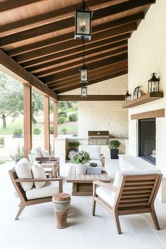 50+ Creative Covered Patio Ideas Attached to House with Fireplace Outdoor Cabana Ideas, Mediterranean Backyard Ideas, Patio Extension Ideas, Mediterranean Backyard, Backyard Covered Patios, Covered Patio Design