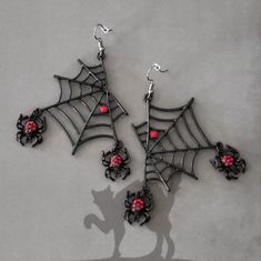 New Metal Earrings Earring 2x2.5" Tags: Halloween Horror Emo Scene Goth Punk Rockabilly Fashion Jewelry Accessory Spider Black Widow Web Alternative Halloween Jewelry For Concert, Alternative Style Jewelry For Halloween Concert, Black Jewelry For Halloween Concert, Emo Metal Earrings For Halloween, Edgy Pierced Halloween Earrings, Edgy Pierced Earrings For Halloween, Edgy Handmade Halloween Earrings, Edgy Handmade Earrings For Halloween, Edgy Halloween Pierced Earrings