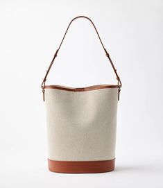 Faux Leather & Canvas Bucket Bag Bucket Bag Street Style, Canvas Bucket Bag, Bucket Handbags, Spring Street Style, Small Accessories, Leather Clutch, Fashion Handbags, Small Bags, Fabric Care