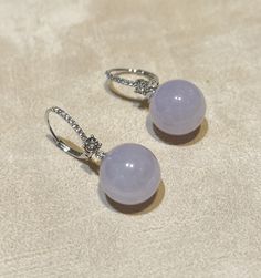 Elegant Round Beaded Crystal Earrings, Elegant Beaded Round Crystal Earrings, Elegant Sterling Silver Crystal Earrings With Round Beads, Elegant Purple Round Bead Crystal Earrings, Elegant Purple Crystal Bead Earrings, Beaded Round Pearl Earrings, Dainty Dangle Earrings, Cleansing Stones, Diamond Gift