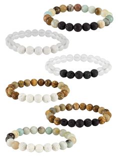 PRICES MAY VARY. ❤6 PCS DIFFUSER BRACELET: It's 6 pcs adjustable diffuser bracelets in the package, including rhodonite, amazonite,tiger eye stone,hematite,variscite.Natural stone might vary in colors, so each bracelet unique. ❤HIGH-QUALITY MATERIAL: They are made of natural crystal stone and being selected carefully. The lava stone is a great choice for keeping the fragrance, add a drop of your favorite essential oil and let the oil absorb into the beads, then put on, keep your body and mind he Christmas Women Gifts, Bracelets Christmas, Healing Chakras, Oil Diffuser Bracelet, Essential Oil Diffuser Bracelet, Lucky Bracelet, Inspirational Bracelets, Crystal Healing Bracelets, Christmas Bracelet