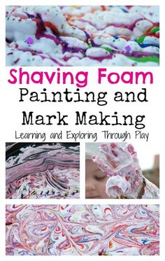 the cover of shaving foam painting and mark making learning and exploring through play with pictures