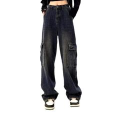 Introducing our 2023 Winter Collection Women's Loose Trendy Jeans an essential addition to your wardrobe for the chilly months ahead! These stylish jeans feature a vintage. baggy fit. dark colors and enduring cargo pockets. with a high-waist and button and zipper closure to make sure you look and feel your best. Distinctive Features: Vintage Baggy Fit: These jeans are designed with a vintage baggy fit for a established look. Dark Colors: Choose from a range of dark colors to best fit your wardro Vintage Baggy Cargo Jeans For Fall, Casual Winter Cargo Jeans With Multiple Pockets, Baggy Cargo Jeans With Side Pockets For Winter, Trendy Winter Cargo Jeans With Pockets, Baggy Mid-rise Jeans For Winter, Winter Baggy Cargo Jeans, Winter Streetwear Jeans With Multiple Pockets, Winter Baggy Mid-rise Jeans, Fall Mid-rise Jeans With Multiple Pockets