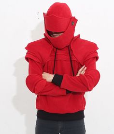 Red Duncan Armored Knight Hoodie100 Handmade Made To by iamknight Hooded Jacket, Trending Outfits, Red, Clothes