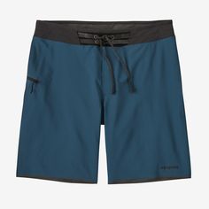 Patagonia Men's Hydrolock Boardshorts - 19" Inseam Nylon Swimwear With 4-way Stretch For Water Sports, Fitted Nylon Swim Trunks For Water Sports, Functional Patagonia Moisture-wicking Bottoms, Functional Moisture-wicking Patagonia Bottoms, Blue Functional Swim Trunks For Water Sports, Functional Blue Swim Trunks For Water Sports, Stretch Nylon Shorts For Water Sports, Sporty 4-way Stretch Swimwear For Surfing, Functional Nylon Swimwear With 4-way Stretch