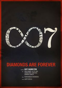 a poster with the words diamonds are forever written in white and red on a black background