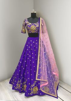 Purple Color Lehenga Choli with Pink Dupatta at Panache Haute Couture Pink Traditional Wear With Dori Work, Festive Pink Traditional Wear In Silk Thread, Festive Pink Silk Thread Traditional Wear, Festive Pink Silk Traditional Wear, Pink Raw Silk Fabric With Zari Embroidery, Purple Raw Silk Salwar Kameez For Festivals, Festival Purple Raw Silk Salwar Kameez, Pink Silk Embroidered Fabric With Zari Work, Semi-stitched Embroidered Lehenga In Art Silk