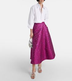 Midi Skirts Style, Valentino Clothing, Silk Midi Skirt, Latest Skirts, Metallic Skirt, Satin Midi Skirt, Floral Midi Skirt, Silk Skirt, Pleated Midi Skirt